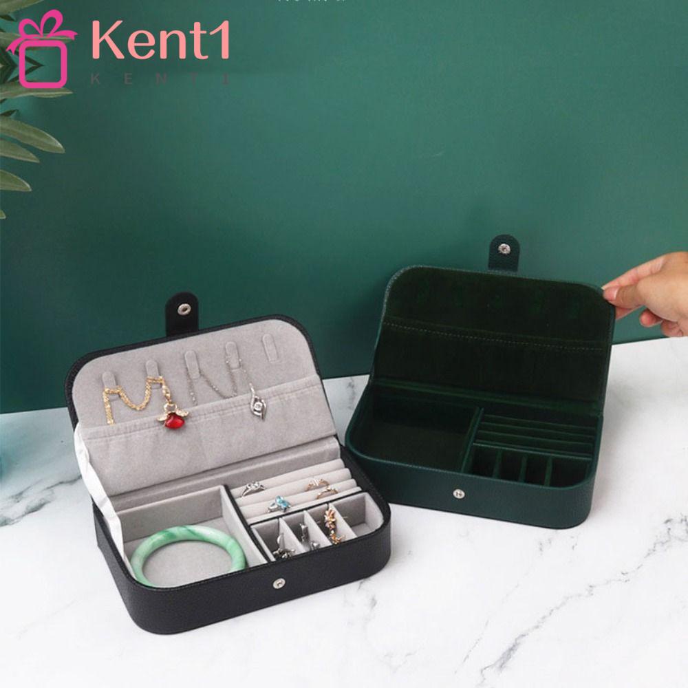 KENT1 Hộp Đựng Trang Sức Bằng Da Sức Chứa Lớn Có Nút Gài Tiện Dụng