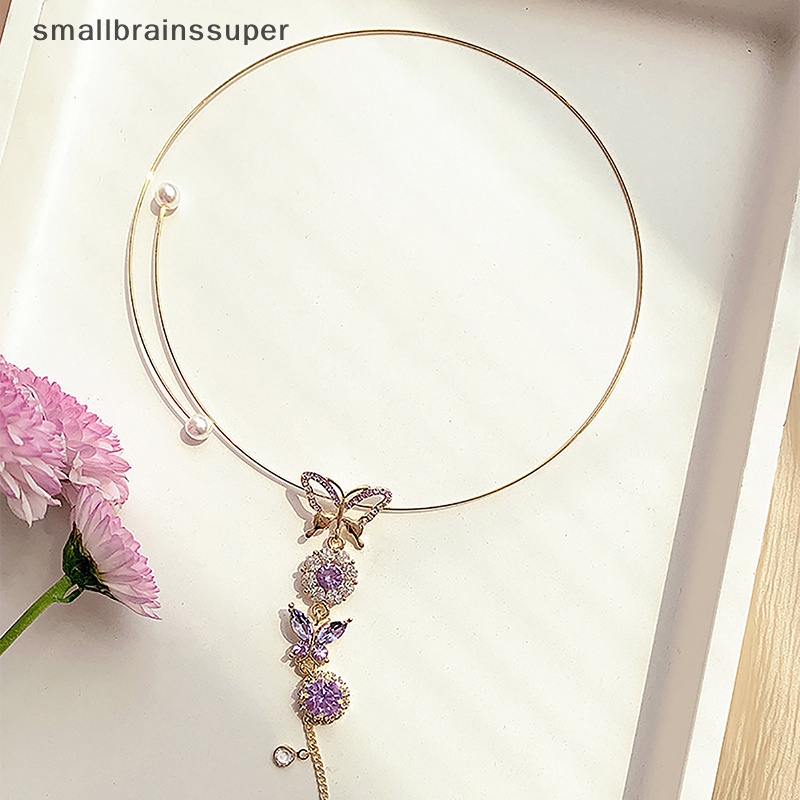 Vòng cổ Hợp Kim Mặt Hình Bướm Đính Đá Tím Thời Trang Cho Nữ SBS