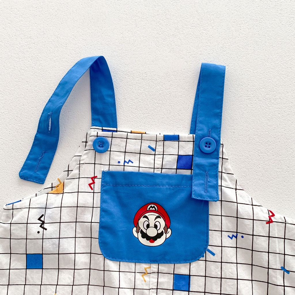 Bộ Áo Liền Quần Họa Tiết Hoạt Hình Mario Dành Cho Trẻ Sơ Sinh