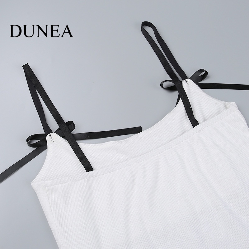 DUNEA Áo Sát Nách Màu Sắc Tương Phản Họa Tiết Bướm Nhỏ Xinh Cho Nữ