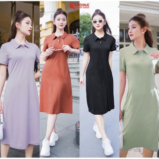 Đầm Polo Nữ 𝐂𝐀𝐑𝐃𝐈𝐍𝐀 Chất Vải Lacoste Dáng Dài Chữ A Cổ Đức Năng Động Trẻ Trung 3VP02