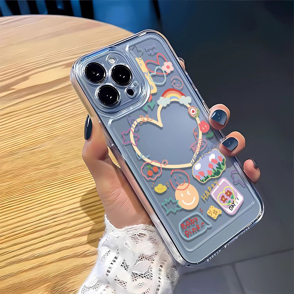 Ốp Điện Thoại Dẻo Họa Tiết Hoa / Mặt Cười Dễ Thương Cho iPhone14Promax 12713 8 V7OK 11Promax