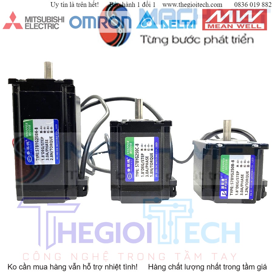 Động cơ bước 57 giá rẻ - Step motor 57 PFDE ( 57BYG250B / 57BYG250C / 57BYG250H ) - BYG250C 1.8Nm 76mm