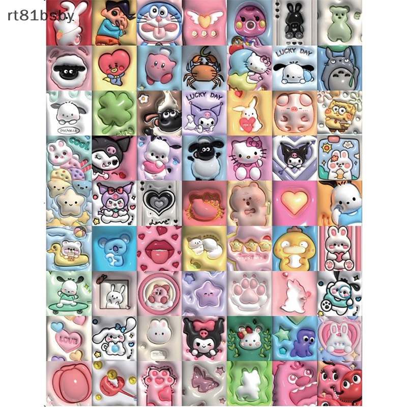 Set 100 Sticker Họa Tiết Kuromi My Melody 3D Dễ Thương Trang Trí Laptop