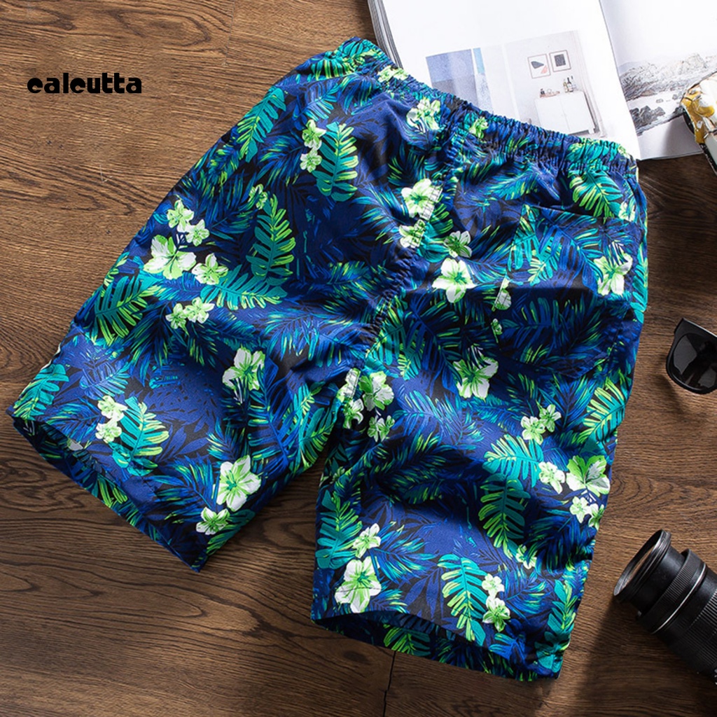 [calcutta] Quần Đùi Đi Biển Dáng Rộng Eo Co Giãn In Hình Lông Vũ Nhiều Màu Sắc Mùa Hè