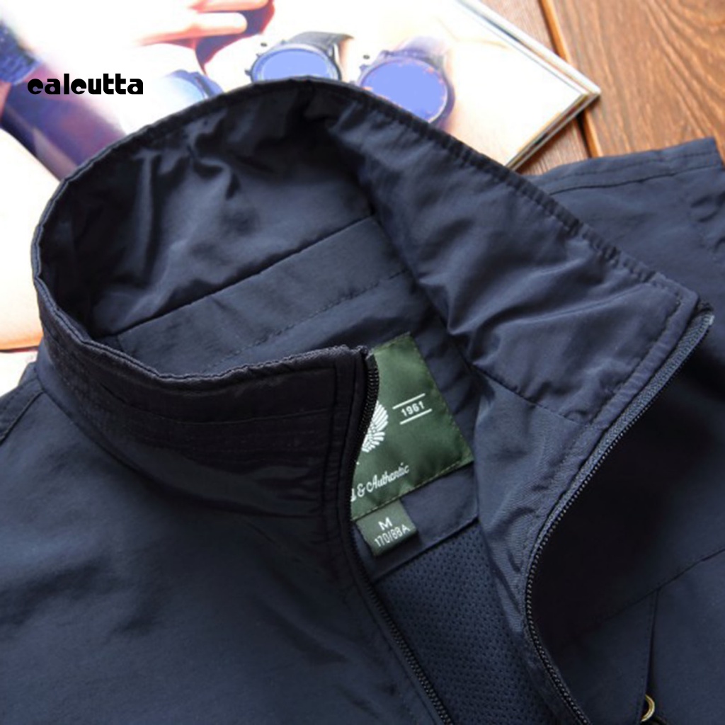 Áo Khoác Câu Cá Không Tay Cổ Bẻ Màu Sắc Trơn Siêu Mỏng Thoáng Khí Dành Cho Nam Giới