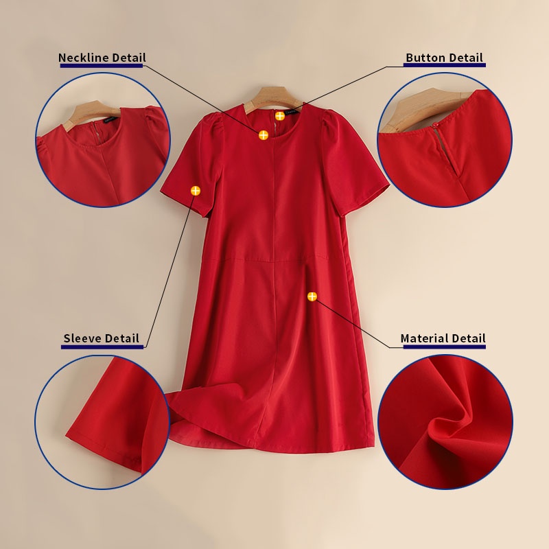 Đầm Nữ Tay Ngắn Cổ Tròn Màu Trơn Phong Cách Hàn Quốc ZANZEA