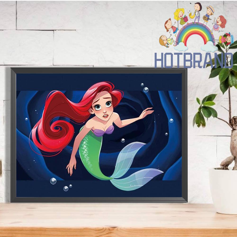 Tranh Đính Đá Kim Cương Toàn Bộ 5D DIY Hình Vẽ Nàng Tiên Cá