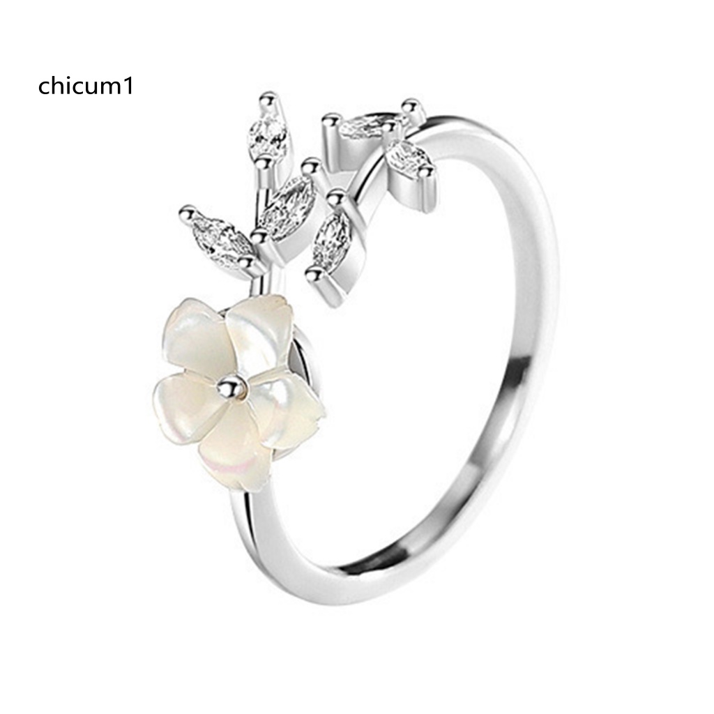 Nhẫn Cưới Dạng Mở Hình Hoa Lá Có Thể Điều Chỉnh Kích Cỡ Cho Nữ