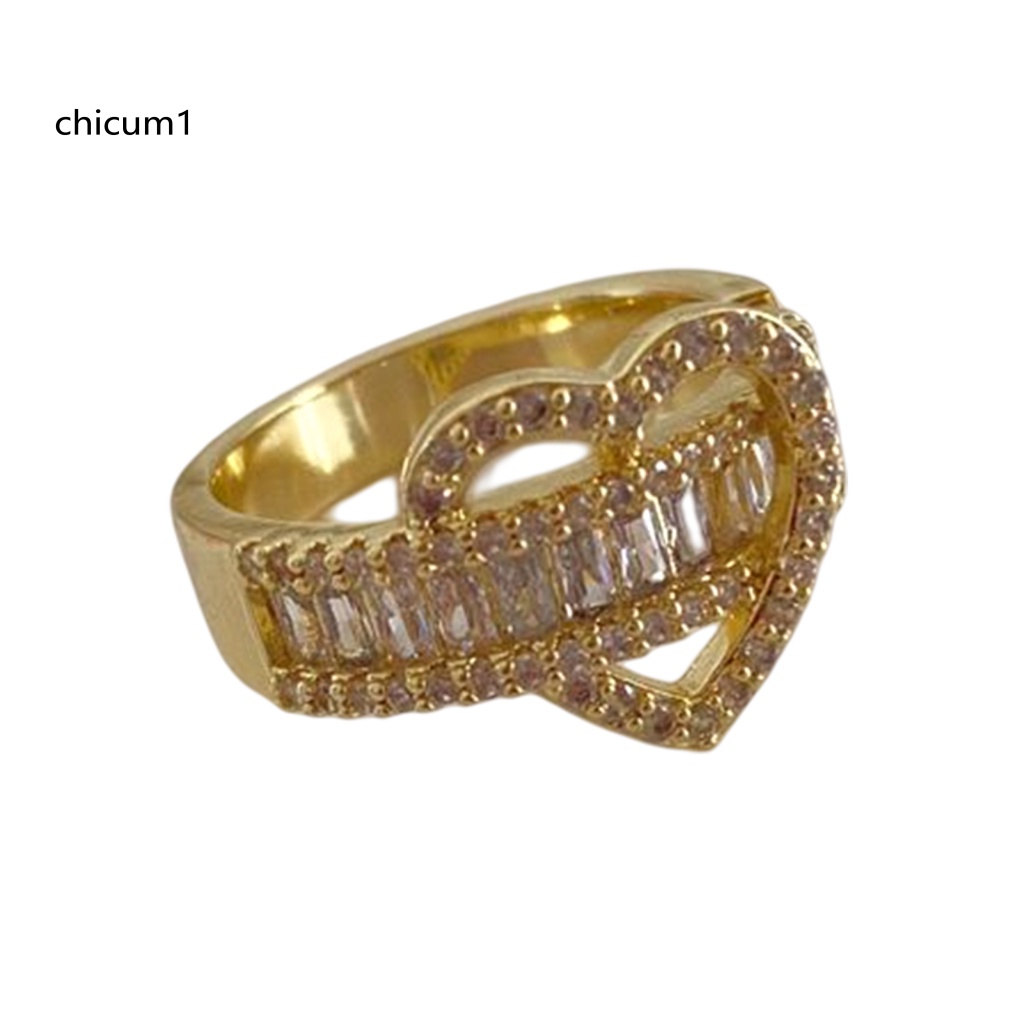 Nhẫn Đính Đá Zircon Hình Trái Tim Lấp Lánh Thời Trang Cho Nữ