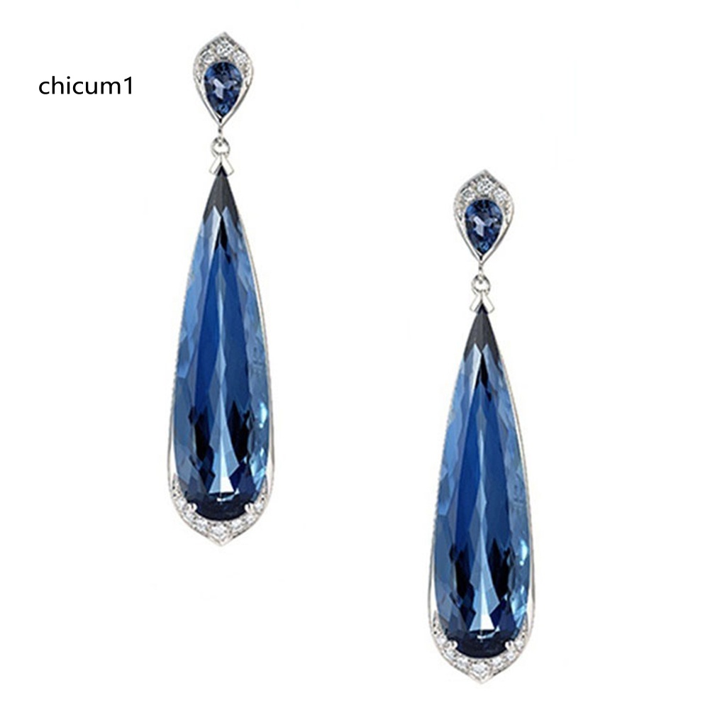 Khuyên Tai Giọt Nước Đính Đá Sapphire Giả Thanh Lịch Cho Phái Nữ