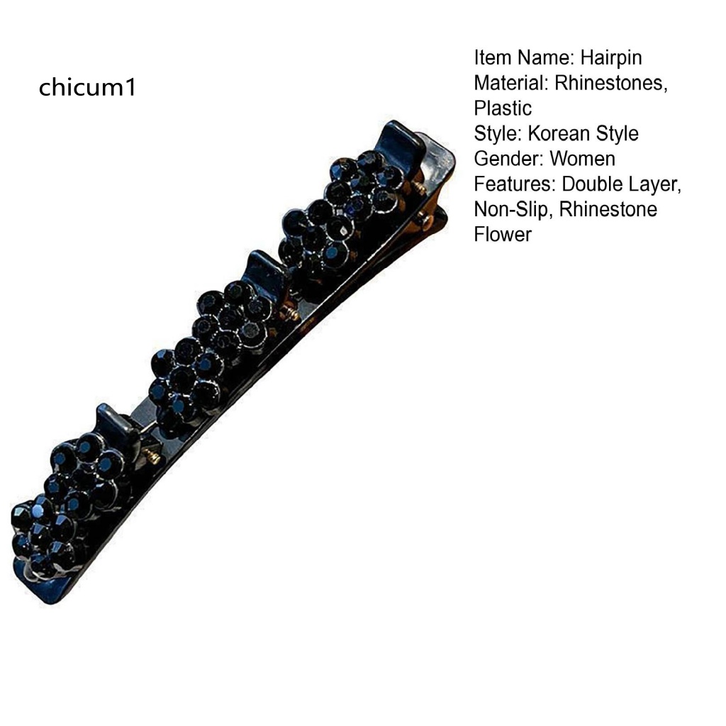 Kẹp Tóc Hai Lớp Đính Đá Lấp Lánh Chống Rơi Phong Cách Hàn Quốc