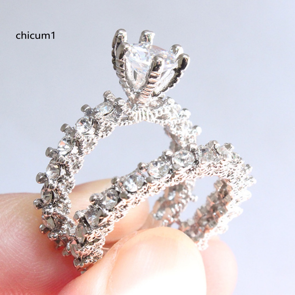 1 Cặp Nhẫn Đính Đá Toàn Diện Không Phai Màu Khối Lượng Nhẹ Dành Cho Nữ