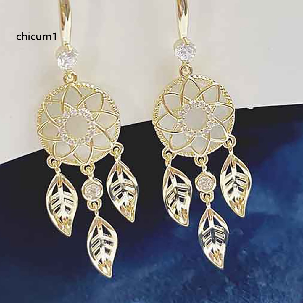 1 Cặp Bông Tai Hình Dreamcatcher Đính Đá Phối Tua Rua Thời Trang