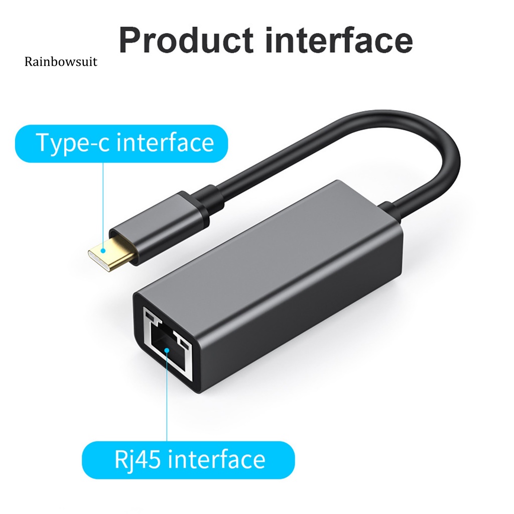 Cáp Chuyển Đổi Thẻ Mạng Lan Type-C Sang RJ45 Dài 100M Chống Nhiễu Cho MacBook