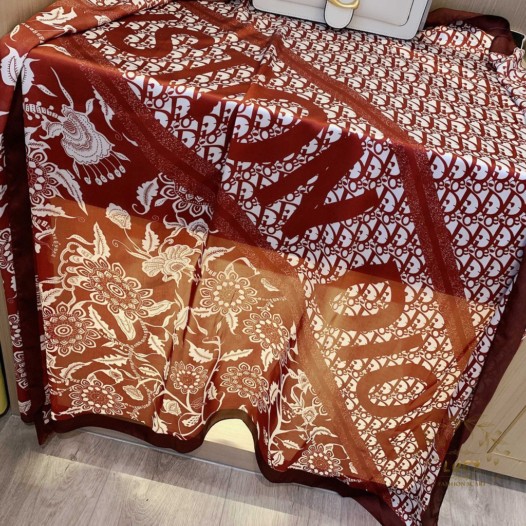 Khăn Quàng Cổ Lụa Hình Vuông In Họa Tiết Xinh Xắn 100x110cm (43inch) WJ1014-19