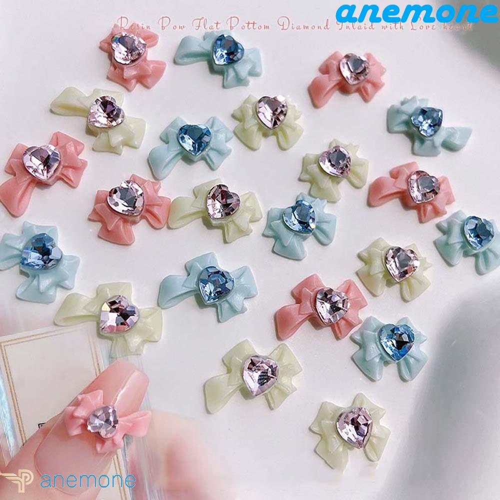 ANEMONE Bộ 10 Phụ Kiện Trang Trí Móng Tay Nghệ Thuật Hình Nơ Nhiều Màu Sắc DIY