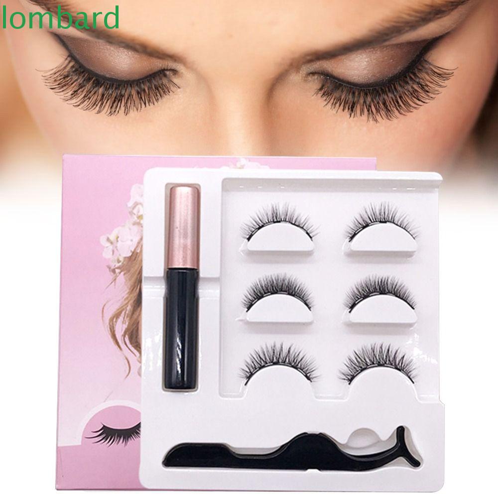 LOMBARD Bộ 3 Cặp Lông Mi Giả Và Bút Kẻ Mắt Dạng Lỏng Tự Nhiên Có Thể Tái Sử Dụng