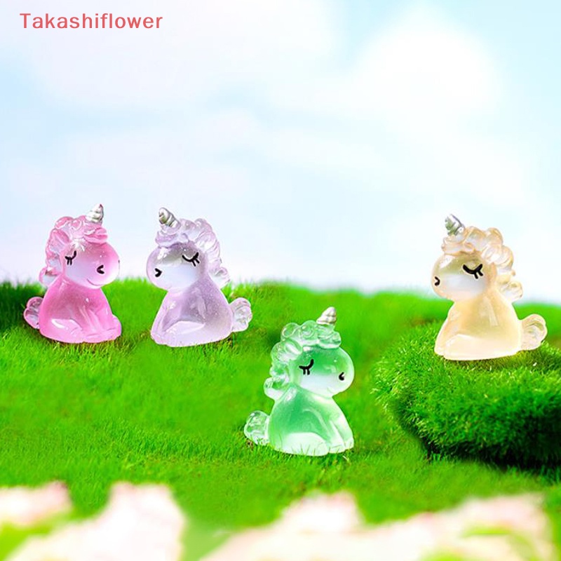 Set 2 Mô Hình Kỳ Lân Dạ Quang Mini Bằng Nhựa Resin Trang Trí Tiểu Cảnh / Xe Hơi