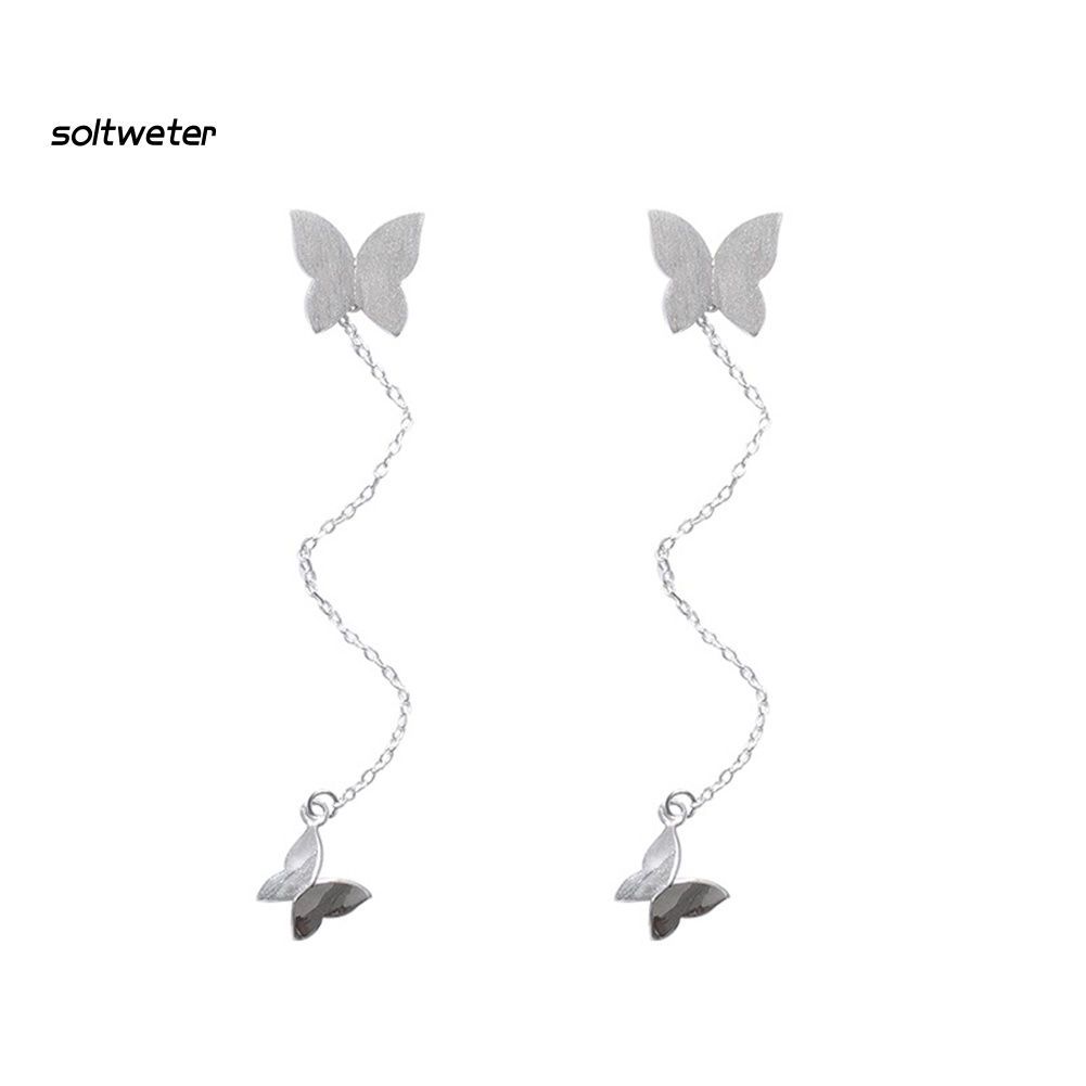 Bông Tai Dáng Dài Hình Bướm Đính Đá Thời Trang Thanh Lịch Cho Nữ