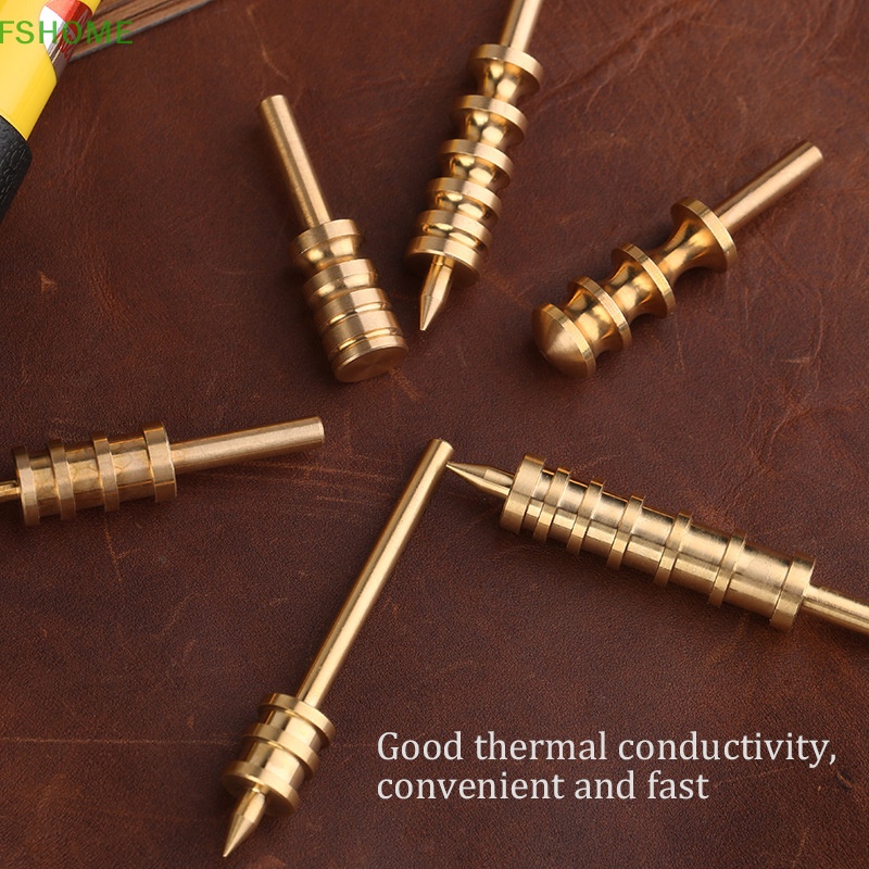 Fshome Dụng Cụ Làm Đồ Da Đầu Nhọn / Dẹt Bằng Đồng Thau Chuyên Dụng