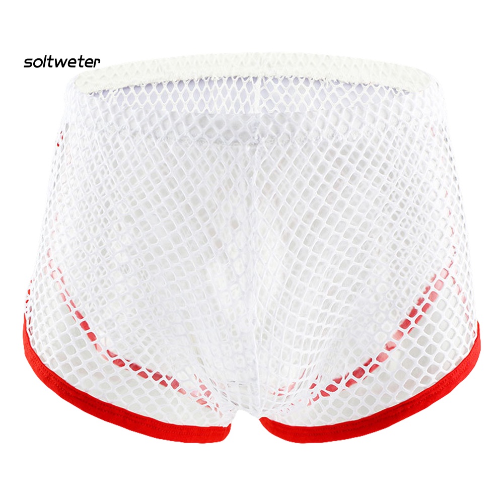 Quần Lót Boxer Lưng Thấp Phối Lưới Thoáng Khí Thời Trang Quyến Rũ Cho Nam