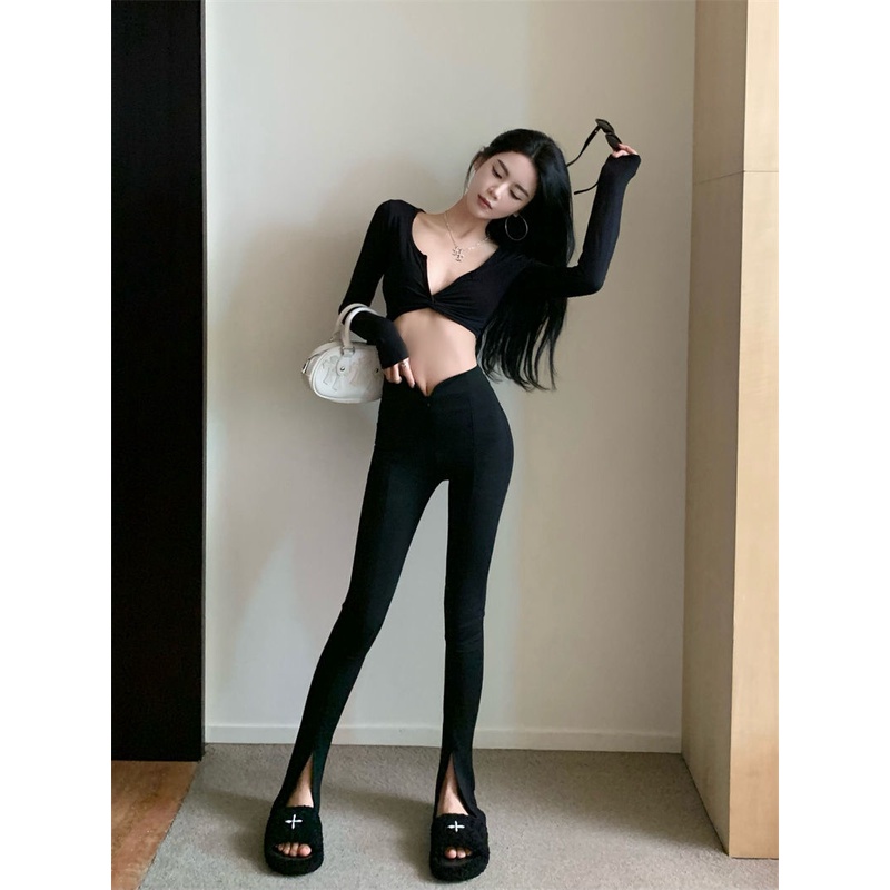 Áo Sơ Mi Ngắn Tay Dài Chéo Eo Thời Trang Mùa Thu Quyến Rũ Cho Nữ 70UZ