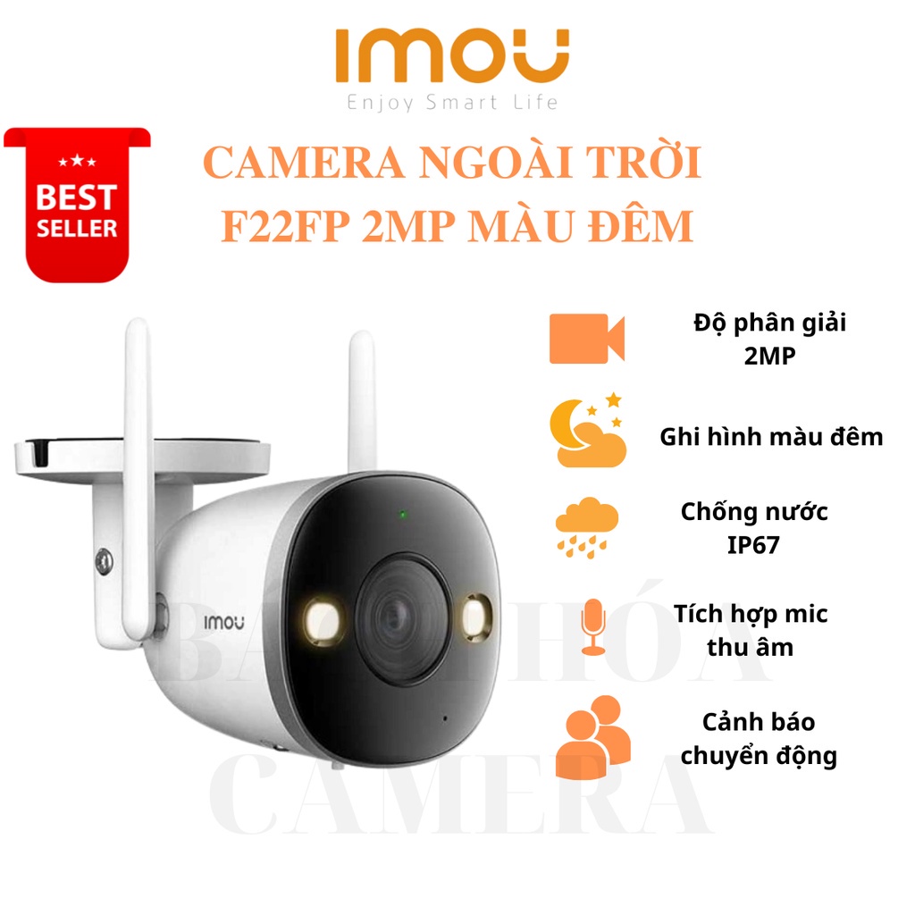 Camera IP WiFi Ngoài Trời 2MP 1080P IMOU F22P, F22FP - MÀU ĐÊM, F22FEP cao cấp, hàng chính hãng bảo hành 24 tháng