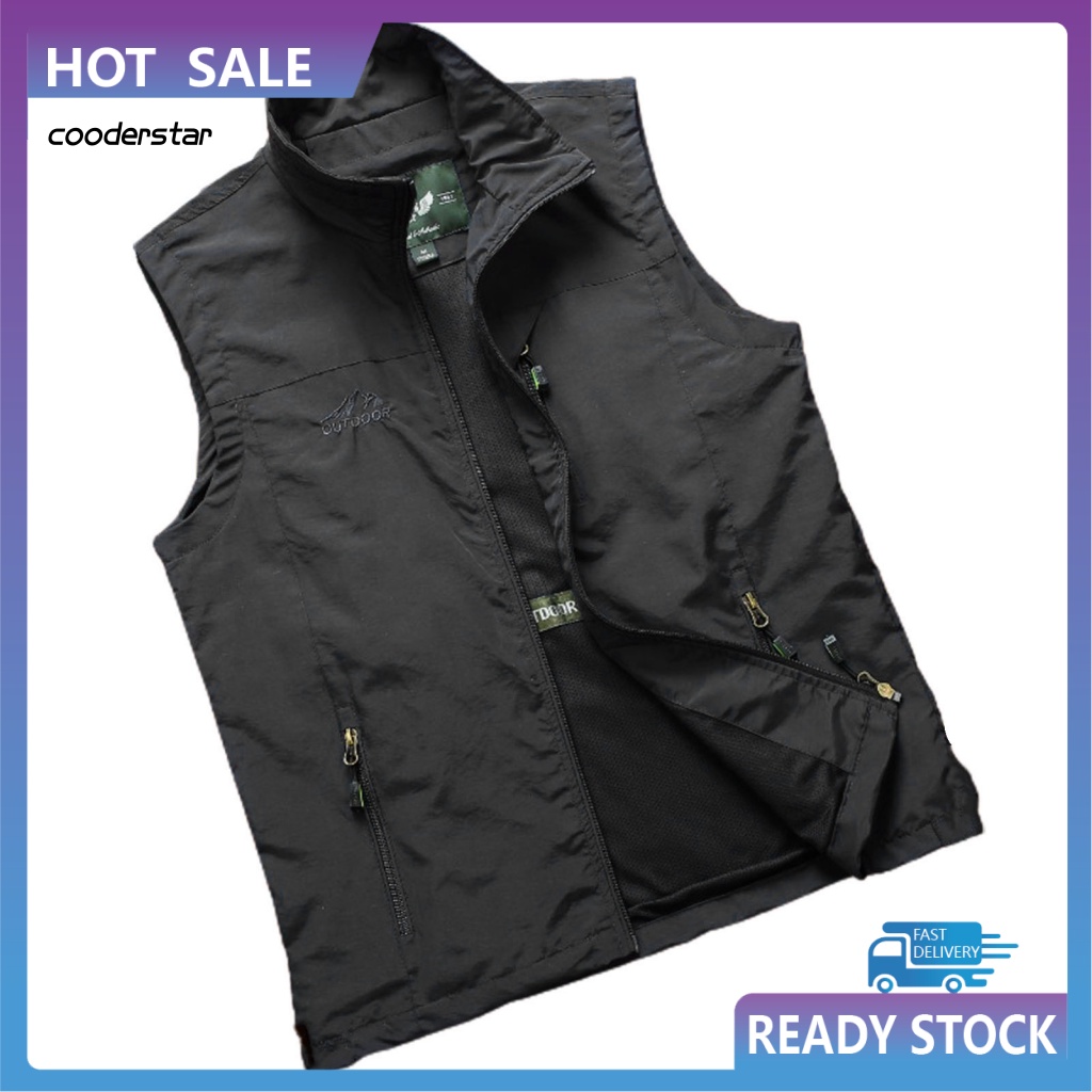 Áo Ghi Lê Không Tay Cổ Bẻ Màu Trơn Siêu Mỏng Thoáng Khí Thời Trang Cho Nam