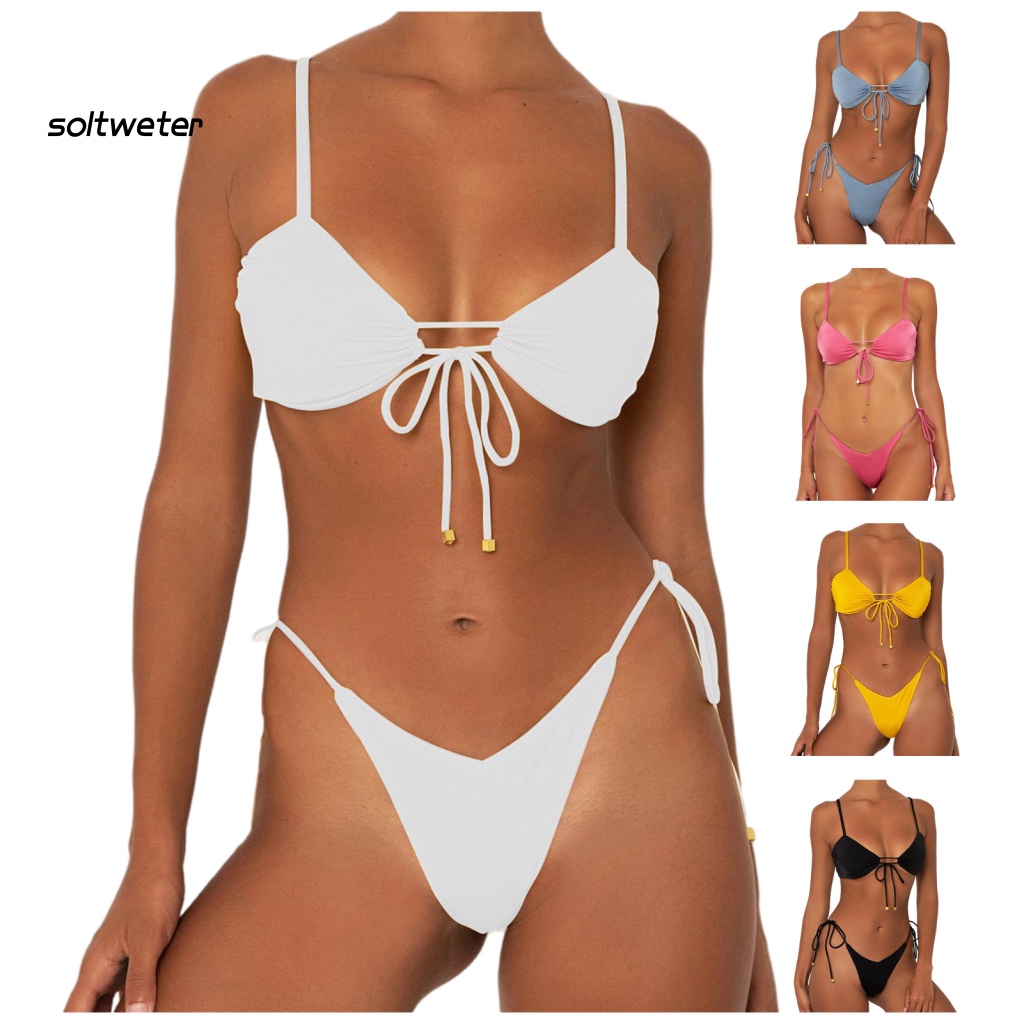 Bộ Bikini 2 Mảnh Màu Sắc Thời Trang Gợi Cảm Cho Nữ