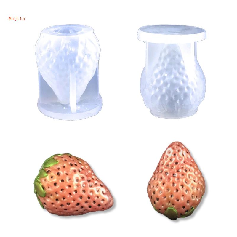 Khuôn Silicone Làm Nến / Xà Phòng Hình Trái Dâu DIY