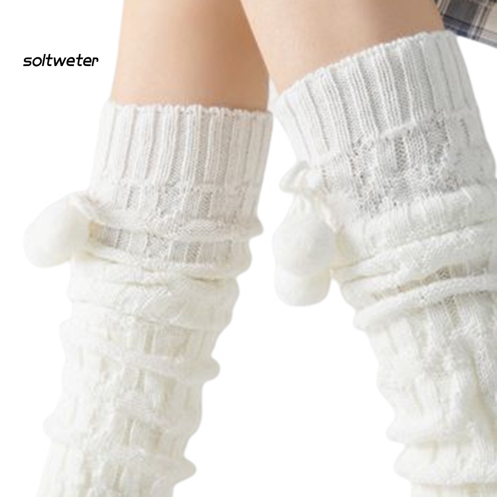 1 Đôi Tất Ống Chân Giữ Ấm Co Giãn Tốt In Họa Tiết Phong Cách Lolita