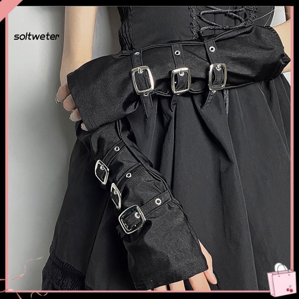 1 Đôi Găng Tay Hở Ngón Có Khóa Cài Có Thể Điều Chỉnh Phong Cách Hip Hop Đường Phố