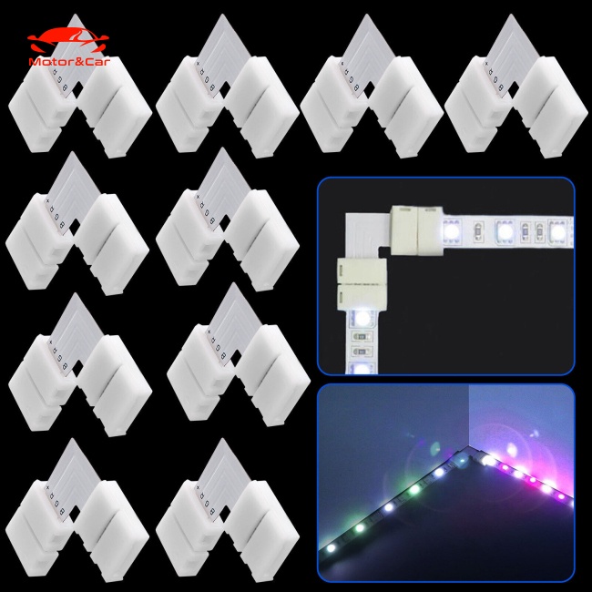 Set 10 Đầu Nối Dây Đèn Led Hình Chữ L Chống Cháy 10mm 4 Pin 5050 / 3528 Rgb