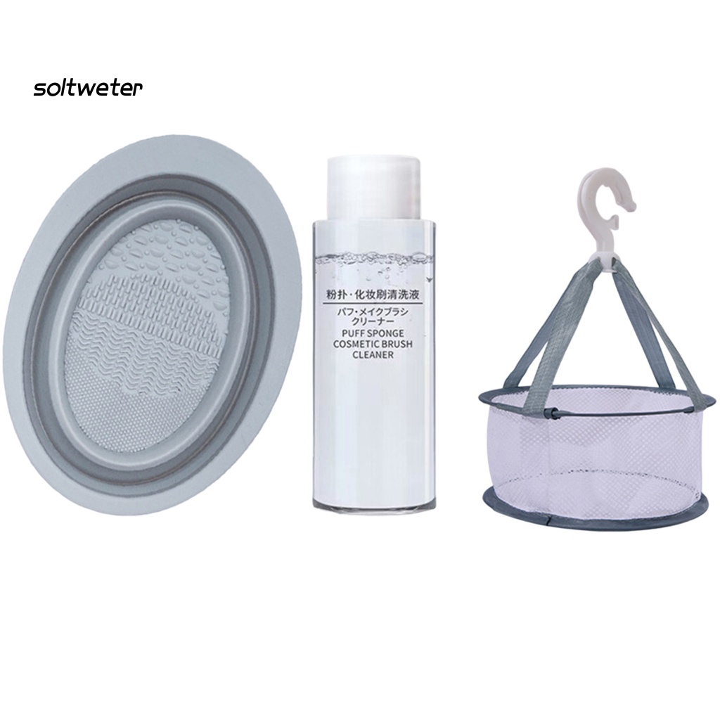 Bộ 3 Miếng Xốp Làm Sạch Cọ Trang Điểm Có Độ Đàn Hồi Cao