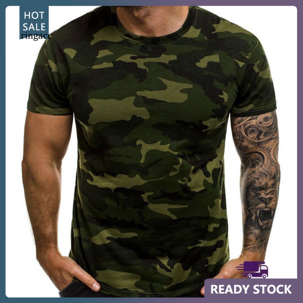 Áo Thun Tay Ngắn Dáng Ôm In Họa Tiết Rằn Ri Thời Trang Mùa Hè Cho Nam