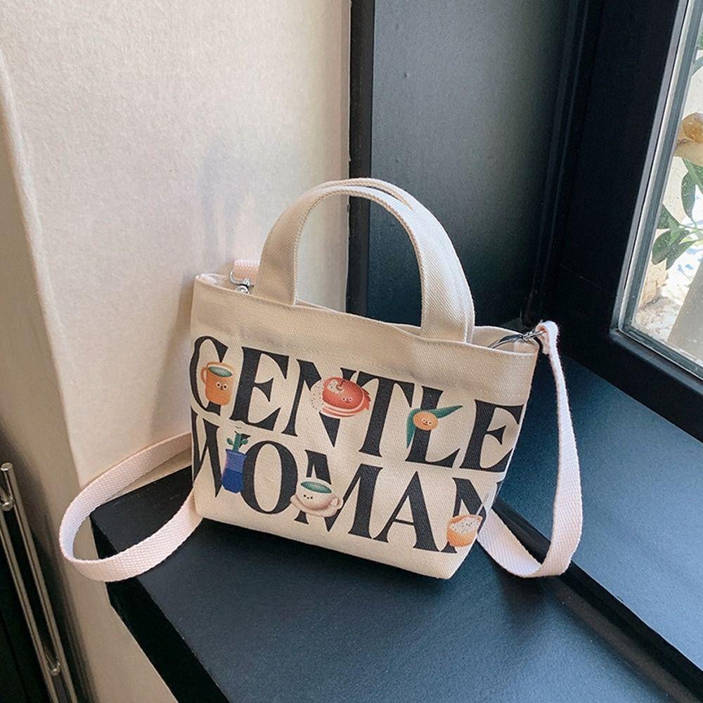 BLISS Túi Xách Vải Canvas In Chữ Đơn Giản Thời Trang Cho Nữ