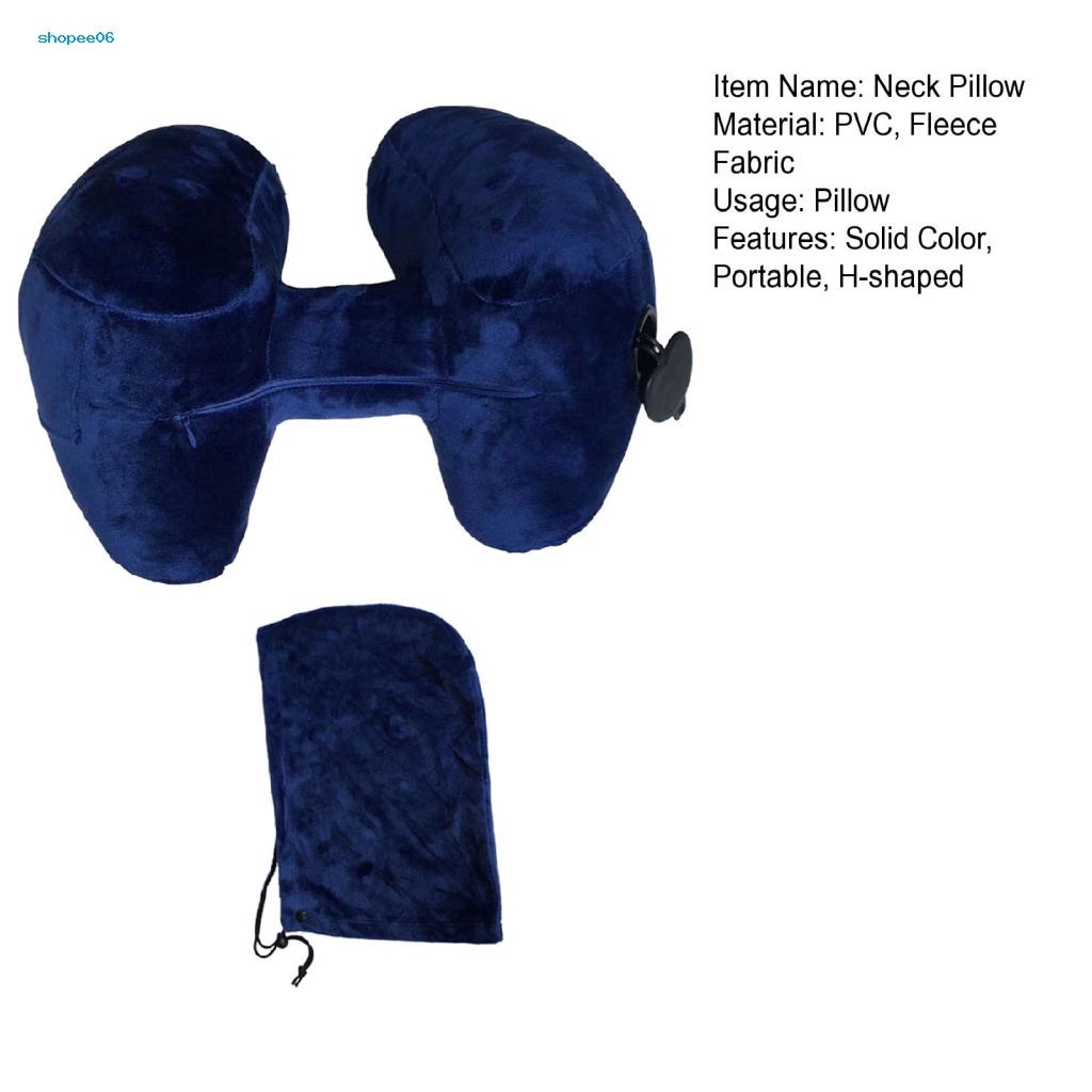 Gối Kê Cổ Bơm Hơi Hình Chữ H Mềm Mại Màu Trơn Có Van Điện Thoại Di Động