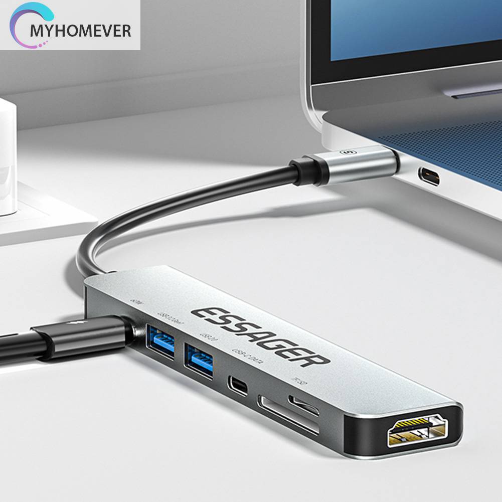 Bộ Chia Cổng USB Type-C HDMI 7 Trong 1 Hỗ Trợ PD60W