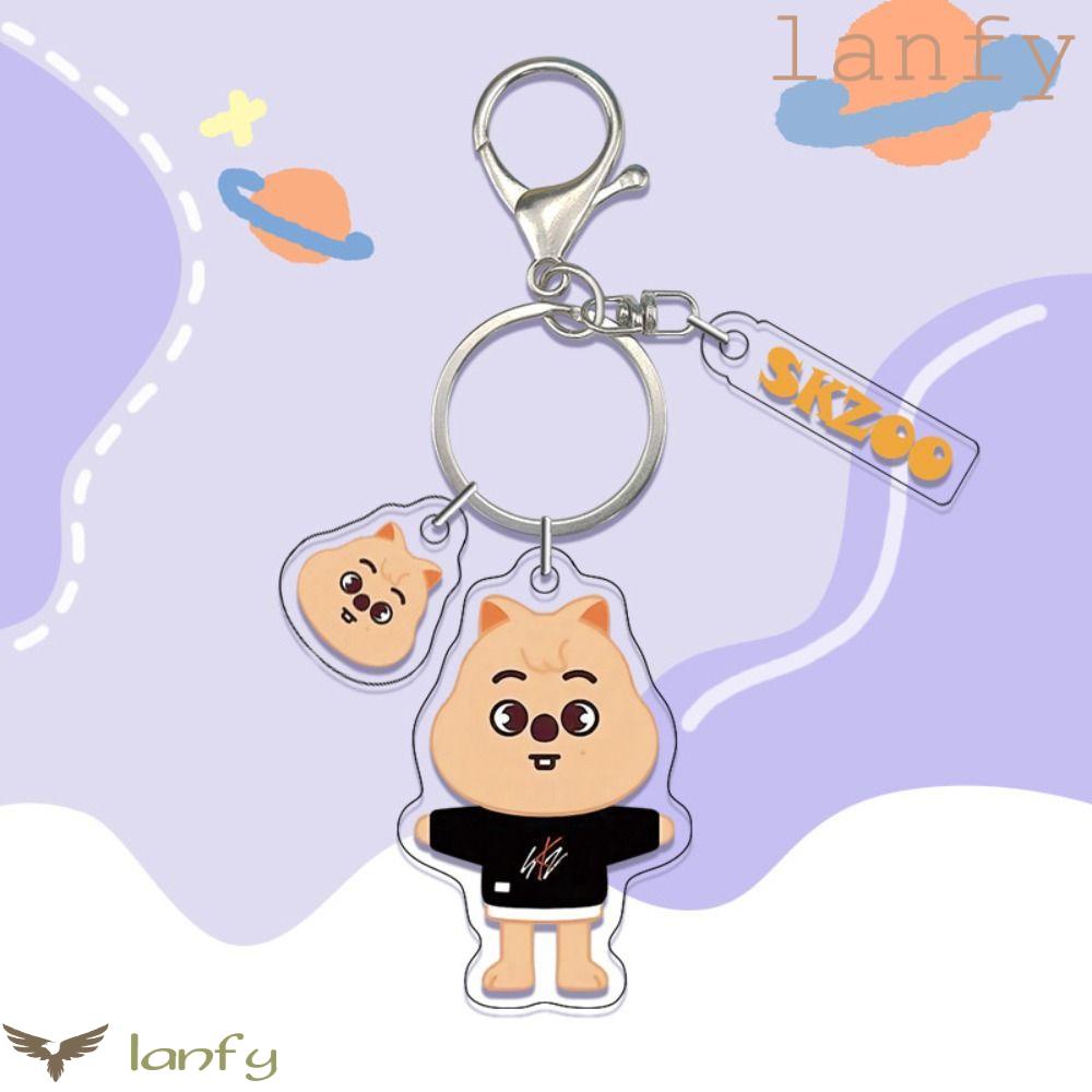 LANFY Skzoo Móc Chìa Khóa Acrylic Họa Tiết Hoạt Hình Stray Kids Skzoo Dễ Thương Trang Trí Túi Xách / Xe Hơi Cho Nữ DIY