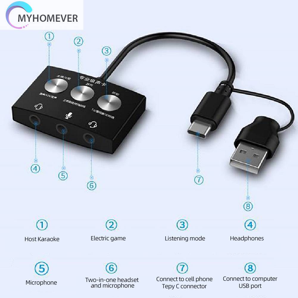 Bộ Chuyển Đổi Âm Thanh USB Ngoài Với Giắc AUX Mic Cho PC Di Động Karaoke