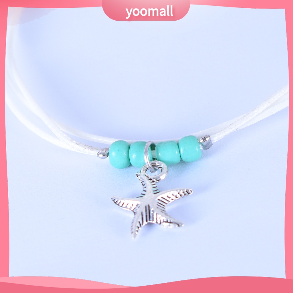 Lắc Chân Nhiều Lớp Đính Hạt Và Ngôi Sao Biển Phong Cách Boho Thời Trang Cho Nữ