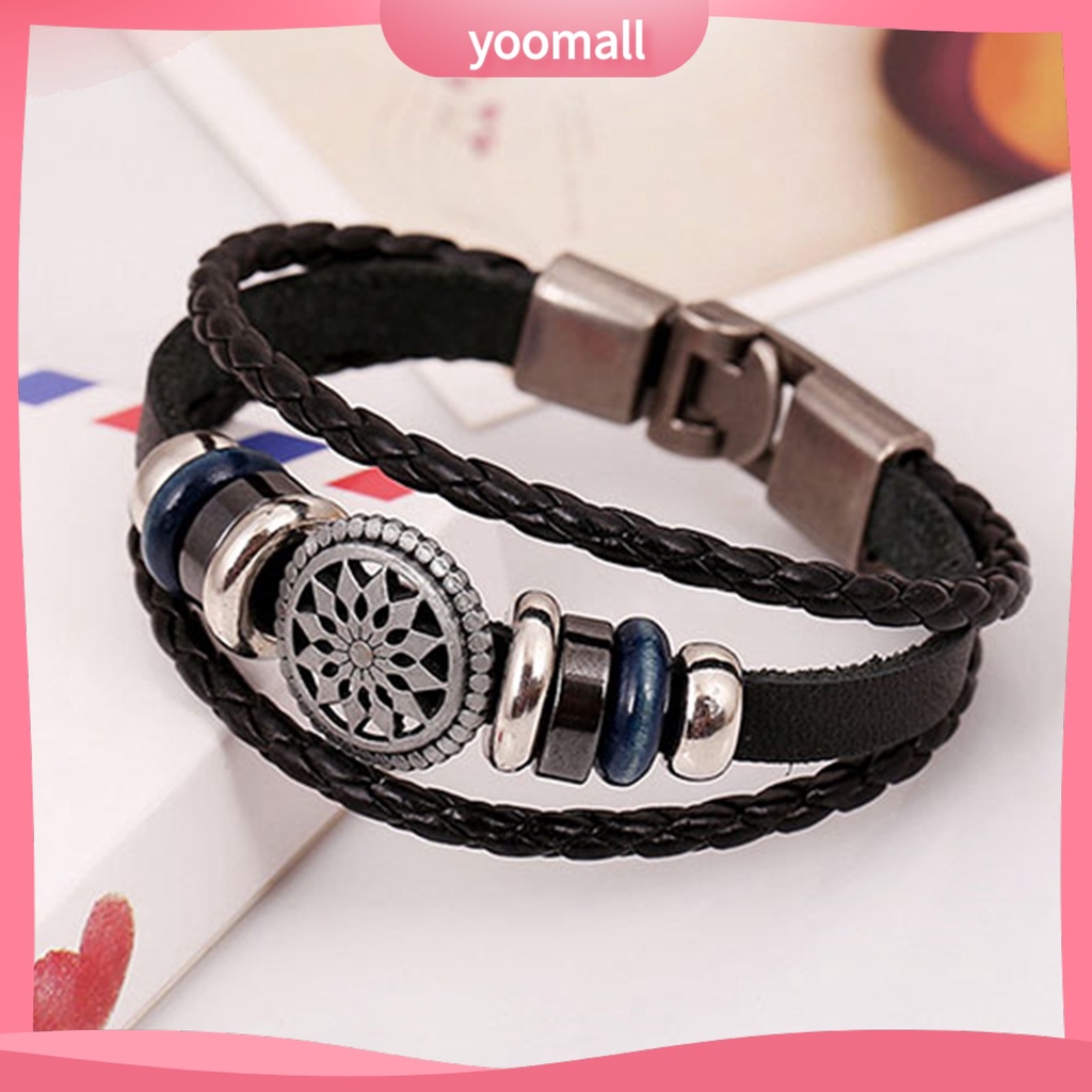 Vòng Tay Giả Da Bện Nhiều Lớp Unisex