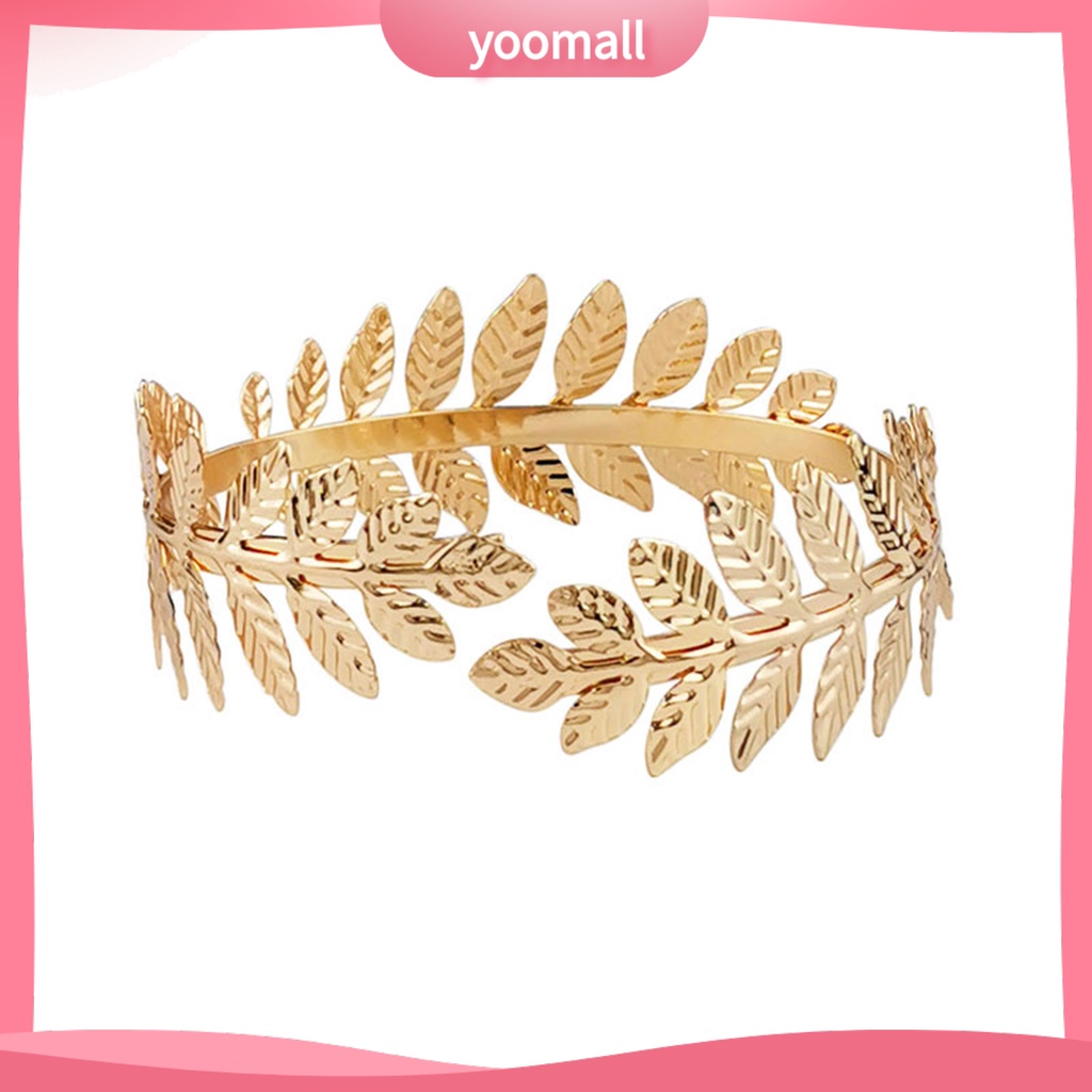 [YM] Vòng Đeo Tay Dạng Mở Tối Giản Có Thể Điều Chỉnh Hình Lá Hợp Kim Làm Quà Tặng Giáng Sinh / Ngày Cưới La Mã