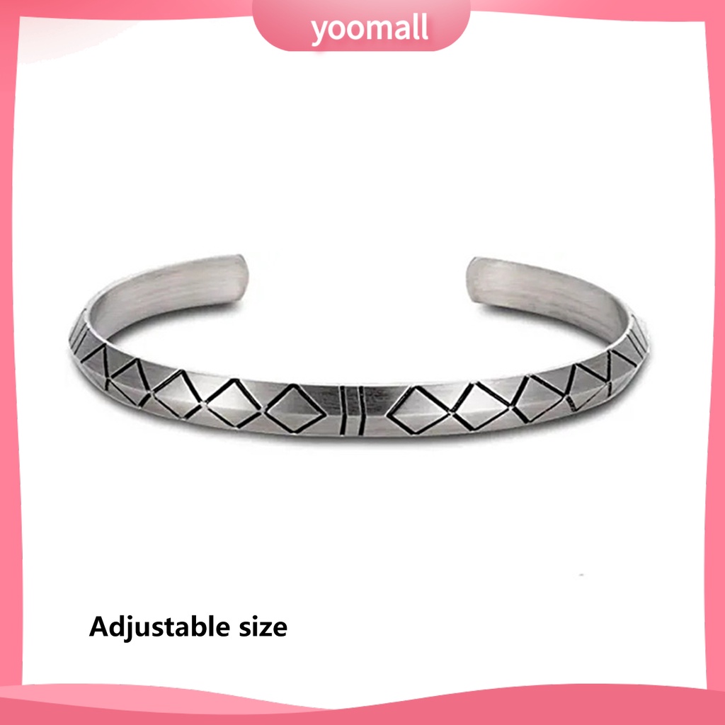 [YM] Vòng Tay Nam Dạng Hở Màu Bạc Trang Trí Hình Cá Và Chữ Cái Phong Cách Boho Có Thể Điều Chỉnh