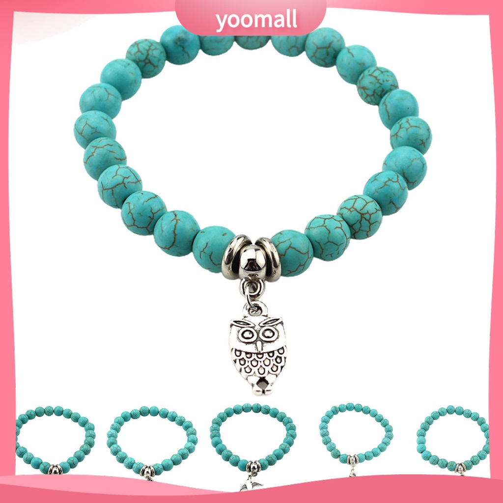 [YM] Vòng Tay Chuỗi Hạt Ngọc Lam Giả Hình Cú Mèo Trang Sức Lâu Trôi Làm Quà Tặng Cho Bạn