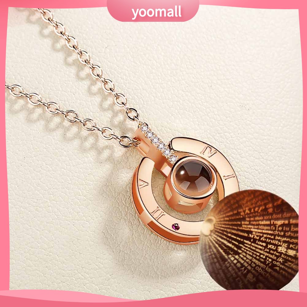 Vòng cổ Mặt Tròn Khắc Chữ I LOVE YOU in 100 Ngôn Ngữ Đính Đá Thời Trang