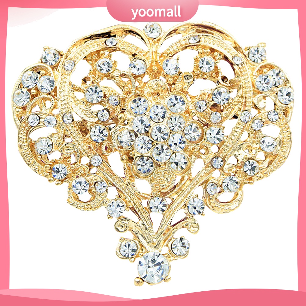 Ghim Cài Áo Hình Trái Tim Đính Đá Nhân Tạo Thời Trang