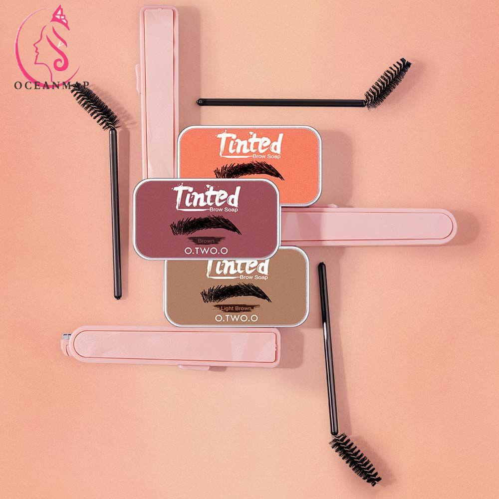 OCEANMAP Xà Phòng Tạo Kiểu Lông Mày Chống Nhòe Kèm Cọ Trang Điểm Tự Nhiên Cho Nữ