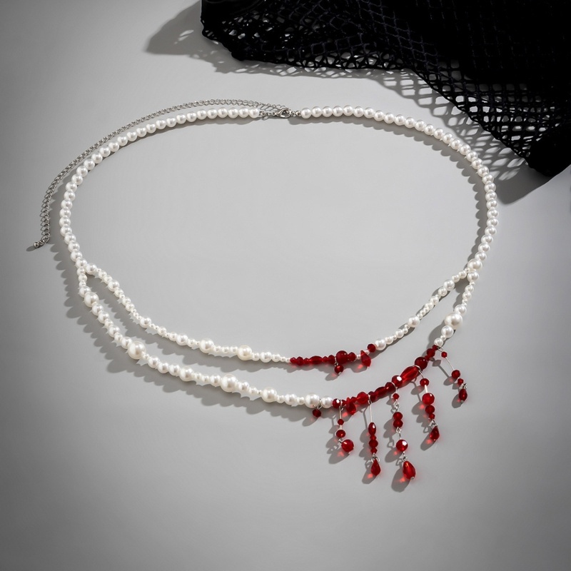 Dây Chuyền Tua Rua Đính Ngọc Trai Giả Hóa Trang Ma Cà Rồng Cho Lễ Halloween